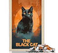 Halloween The Black Cat Puzzle Jigsaws 1000 Pieces for Adults Wooden Puzzles Family Fun Jigsaws Puzzles 1000pcs (75x50cm)