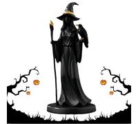 Halloween The Enchanting Witch Statue, Faceless Ghost Sculpture Decor for Desktop Ornament, for Home, Patio, Desktop Decor, Retro Magician Dark Fantasy Sculpture (B)