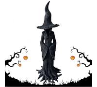 Halloween The Enchanting Witch Statue, Faceless Ghost Sculpture Decor for Desktop Ornament, for Home, Patio, Desktop Decor, Retro Magician Dark Fantasy Sculpture (A)