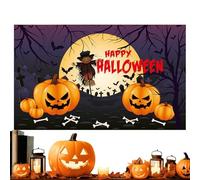 Halloween Theme Backdrop, Happy Halloween Photography Background, Spooky Party Decoration Banner for Kids, Adult, Birthday, Home, Indoor, Wedding, Decor, School, Activity, Event, Haunted House