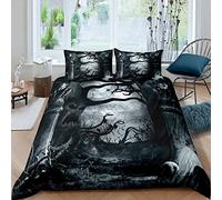 Halloween Theme Comforter Cover Set for Kids Boys Teens Witch forest Duvet Cover Dark Gothic Style Bedding Set Scary Halloween Night Quilt Cover,Room Decor 2Pcs Bedding Single Size