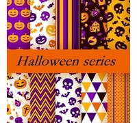 Halloween Theme Cotton+Polyester Quilting Fabric Bundles, 70pcs Pumpkin Ghost Spider Printed Fabric Square Patchwork Fabrics for Quilting, Sewing Project, Patchwork, DIY Crafts (Halloween)