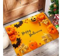 Halloween Theme Door Mats 60 X 90 Cm, Washable Indoor Doormat Tpr Non-Slip, Dirt Trapper Front Door Mat Inside, Pumpkin Absorbent Entrance Rug For Entryway, Pets Dogs - Yellow