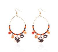Halloween Theme Earrings Funny Cute Cartoon Ghost Pumpkin Bat Spider Web Witch Skull Round Beaded Dangle Earrings for Women Halloween Cosplay Costume Party Jewelry Festival Gifts, Resin, No Gemstone