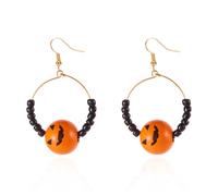 Halloween Theme Earrings Funny Cute Cartoon Ghost Pumpkin Bat Spider Web Witch Skull Round Beaded Dangle Earrings for Women Halloween Cosplay Costume Party Jewelry Festival Gifts, Resin, No Gemstone