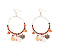 Halloween Theme Earrings Funny Cute Cartoon Ghost Pumpkin Bat Spider Web Witch Skull Round Beaded Dangle Earrings for Women Halloween Cosplay Costume Party Jewelry Festival Gifts, Resin, No Gemstone