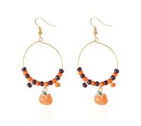 Halloween Theme Earrings Funny Cute Cartoon Ghost Pumpkin Bat Spider Web Witch Skull Round Beaded Dangle Earrings for Women Halloween Cosplay Costume Party Jewelry Festival Gifts, Resin, No Gemstone
