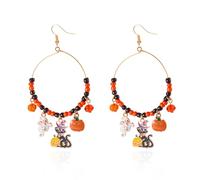 Halloween Theme Earrings Funny Cute Cartoon Ghost Pumpkin Bat Spider Web Witch Skull Round Beaded Dangle Earrings for Women Halloween Cosplay Costume Party Jewelry Festival Gifts, Resin, No Gemstone