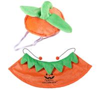 Halloween Theme Pumpkin Hat With Cloak Set For Dog Dress Up Costume Halloween Headwear Dogs Accessories