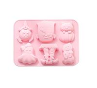 Halloween Theme Silicone Moulds Mummy Pumpkin Ghost Fondant Mold Candy Gummy Chocolate Molds for Cake Topper Decorating DIY Tools for Polymer Clay Resin Wax Soap Jelly (Pink Frankenstein)