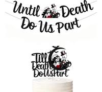 Halloween Theme Wedding Party Supplies Black Glitter Till Death Do Us Part Banner Till Death Do Us Part Cake Topper Till Death Do Us Part Wedding Decorations