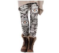 Halloween Themed Athletic Leggings for Women - Elasticated High Waist Yoga Pants with Fun Spooky Prints, Perfect for Workout & Celebration (14-Grey, XL)