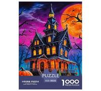 Halloween - Themed Cartoon Castle 1000 Pieces Jigsaw Puzzle Adults Teens Fun Relaxing Entertainment Fantasy World Smooth Finish Poster Guide 38x26cm/1000pcs