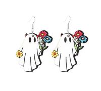 Halloween Themed Earrings with Bat Pumpkin and Ghost Charms Spooky and Fun Jewelry for Women Perfect for Halloween Parties and Festive Occasions, M, Acrylic, No Gemstone