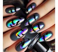 Halloween Themed Fake Nails 24Pcs Ghosted Spiders Web Art Almond False Nails For Party Goers Women Accessory Round Almond Fake Nail