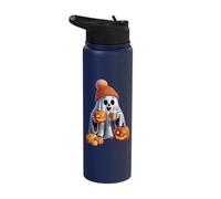 Halloween-Themed Featuring a Charming Spooky Ghost O'Lantern Stainless Steel Insulated Water Bottle