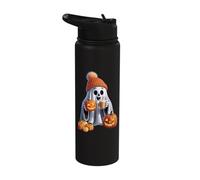 Halloween-Themed Featuring a Charming Spooky Ghost O'Lantern Stainless Steel Insulated Water Bottle