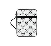 Halloween Themed Monochrome Skeleton Head Print Bible Cover Lightweight Tablet Sleeve Durable Makeup Bag Pencil Case for Church School Travel