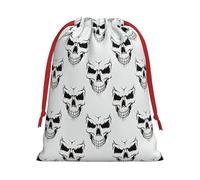 Halloween Themed Monochrome Skeleton Head Print Gift Reusable Drawstring Bag Holiday Party Decor Daily Storage Celebrations Pouch