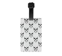Halloween Themed Monochrome Skeleton Head Print Luggage Tags for Suitcases Labels Set Waterproof Easy-to-Identify Travel Daily Use