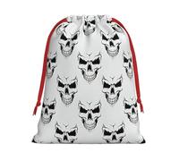 Halloween Themed Monochrome Skeleton Head Print Multi-Functional Drawstring Reusable Gift Pouch Daily Storage All Occasions Use