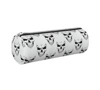 Halloween Themed Monochrome Skeleton Head Print Pencil Case Cylindrical Stylish Pen Pouch Office Accessories Stationery Organizer