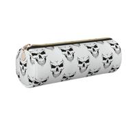Halloween Themed Monochrome Skeleton Head Print Pencil Case Cylindrical Stylish Pen Pouch Office Accessories Stationery Organizer