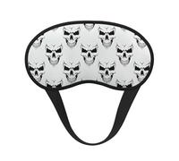 Halloween Themed Monochrome Skeleton Head Print Soft Washable Comfort Eye Mask for Sleeping Travel Home Hotel Airplane Camping