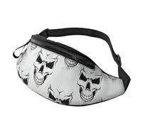 Halloween Themed Monochrome Skeleton Head Print Waist Bag for Hiking Cycling Running and Outdoor Activities Lightweight Pack