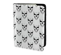 Halloween Themed Monochrome Skeleton Head Printing Passport Holder for Travel Must Have,Passport Cover Case for Travel Accessories for Women Men