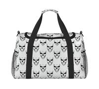 Halloween Themed Monochrome Skeleton Head Travel Duffel Bag Weekend Bag Weekender Overnight Carry On Hand Bag Workout Sport Hospital