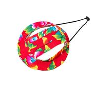 Halloween Themed Pet Bucket Hat for Cats & Small Dogs Adjustable Sun Protection Hat with Ear Holes Cute Spooky Print Summer Outdoor Halloween Costumes Accessory for Kitten Puppy Red L