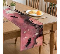 Halloween Themed Table Runner, Spooky Ghosts Bats Autumn Table Decor for Home Family Gatherings Holiday Parties 13x72 Inch