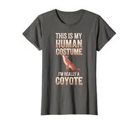 Halloween This is My Human Costume I'm Really A Coyote T-Shirt, Women, Asphalt Grey, X-Large