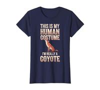 Halloween This is My Human Costume I'm Really A Coyote T-Shirt, Women, Navy Blue, Medium