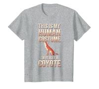 Halloween This is My Human Costume I'm Really A Coyote T-Shirt, Youth, Heather Grey, 4T