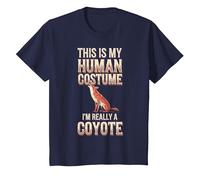 Halloween This is My Human Costume I'm Really A Coyote T-Shirt, Youth, Navy Blue, Small