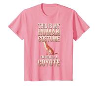 Halloween This is My Human Costume I'm Really A Coyote T-Shirt, Youth, Pink, Small