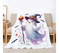 Halloween Throw Blanket 70x100cm Cute Ghost Jack-O'-Lantern Spooky Bat - Ultra Soft Fleece Flannel Blanket, Blankets for Sofa Bed Travel, Cozy Warm Decorative Throws Gift for Women Girls Kids DV32