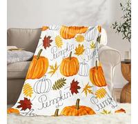 Halloween Throw Blanket,Fleece Throw Blanket Soft & Comfortable With Pink Ghost and Pumkin,Pumkin and Mape Leaves,Bats Moon and Purple Ghost,For Home Living Room Bed Chair (orange, small)