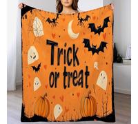 Halloween Throw Blanket Pumpkins bats spider webs Printed Blanket Super Soft Flannel Throw Blanket Lightweight Fluffy Plush Fuzzy Bed Blanket for Bedding Sofa and Travel150cm x 200cm Orange Color