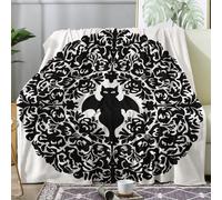 Halloween Throw Blanket Single Size, Bat Fleece Blanket for Bed Sofa Couch, Soft Cozy Flannel, 130x150 cm, Decor & Gifts (T70)