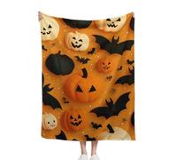 Halloween Throw Blanket, Soft Plush Blankets, Colorful Pumpkin Bat Theme, For Bedroom, Living Room, Sofa And Other Scenes, 150x200cm