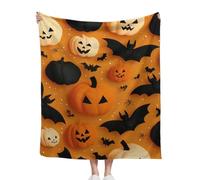 Halloween Throw Blanket, Soft Plush Blankets, Colorful Pumpkin Bat Theme, For Bedroom, Living Room, Sofa And Other Scenes, 125x150cm