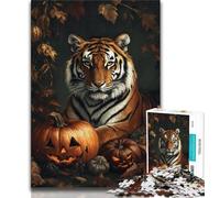 Halloween Tiger JigsawPuzzle 1000 Pieces for Teenagers,Challenging Family Activity Games DIY Toy for Home Wall Decor Gifts (50x75cm)