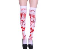 Halloween Tights Kids,Skeleton Socks Costume Sexy Zombie Tockings,White Bloody Horror Nurse Devil Bride Accessories,Girls Stained Blood Stockings,Over Knee Bloodstained Cosplay Scary (Cotton, White)