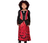Kids Girls Toddler Vampire Fancy Dress Costume Spooky Halloween Dress Up Party