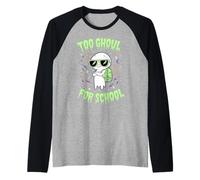 Halloween Too Ghoul for School Funny Ghost Raglan Baseball Tee