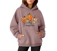 Halloween Top Women Cotton Hoodies for Women Uk Women's Spring And Autumn New Loose Large Casual Halloween Printed Hoodie Halloween Pumpkin Hoodie Sweatshirt Womens Hoodies (Brown, XXXL)