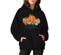 Halloween Top Women Cotton Hoodies for Women Uk Women's Spring And Autumn New Loose Large Casual Halloween Printed Hoodie Halloween Pumpkin Hoodie Sweatshirt Womens Hoodies (Black, S)